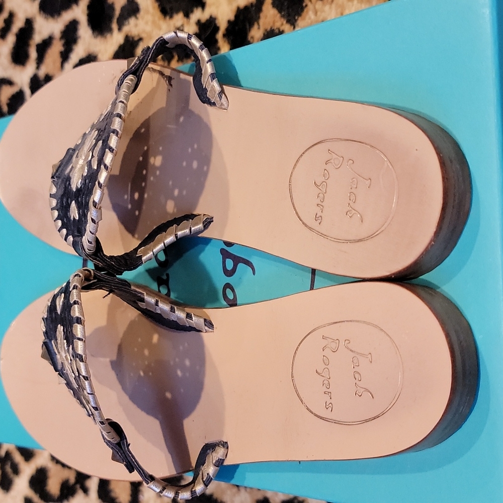 Jack Rogers Georgica Sandal Navy Platinum Size 8 View 5